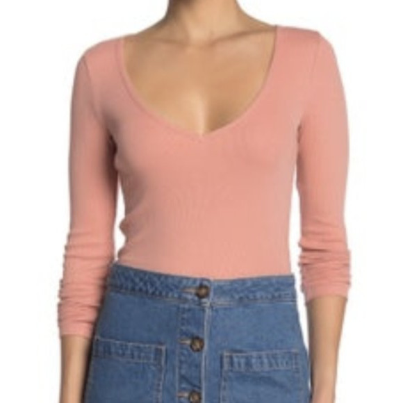 Abound Tops - Abound Pink Long Sleeve Bodysuit Size Medium NEW